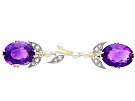 8.58 ct Amethyst, Pearl and 0.11 ct Diamond, 14 ct Yellow Gold Bar Brooch - Antique Circa 1900