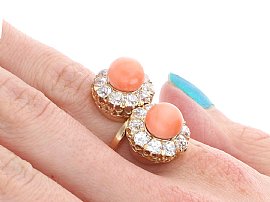 Antique Coral Ring on the Hand