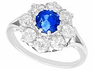 1.36ct Sapphire and 1.48ct Diamond, 18ct White Gold Cluster Ring - Antique George V  