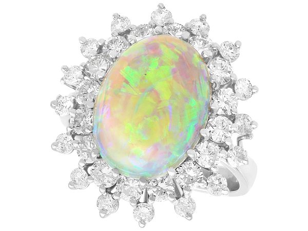 Vintage Opal Diamond Engagement Ring 