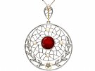 1.74ct Garnet and 0.17 ct Diamond, Pearl and 12ct Yellow Gold Pendant - Antique Circa 1900