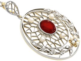 Garnet and Diamond Pendant Necklace 