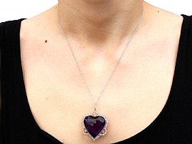 Large Amethyst Heart Pendant Wearing