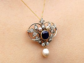 Victorian Sapphire and Diamond Pendant
