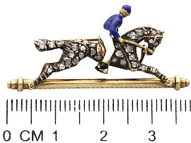 Diamond and Enamel Horse Brooch