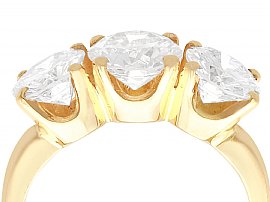 Old European Cut Diamond Trilogy Ring Close Up 