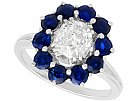 0.95 ct Sapphire and Diamond, 18ct White Gold Cluster Ring - Vintage Circa 1960