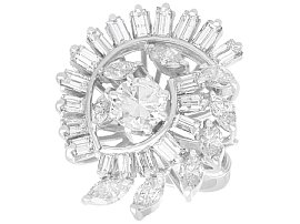 3.61 ct Diamond and 18 ct White Gold Cluster Ring - Vintage Circa 1960