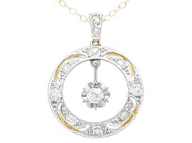 0.52ct Diamond and 15ct Yellow Gold Necklace - Antique Circa 1910