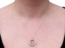 Wearing Image for Circular Diamond Pendant 