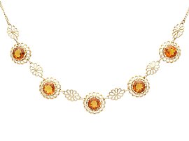 10.1ct Citrine and 9ct Yellow Gold Necklace - Vintage Circa 1950