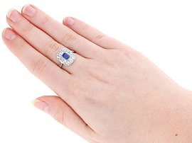 1 Carat Sapphire and Diamond Ring Wearing Image