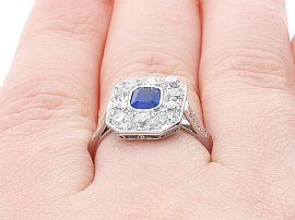 1 Carat Sapphire and Diamond Ring on Finger