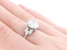 Platinum and Diamond Solitaire Ring on the Hand