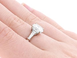 Diamond Solitaire Ring Being Worn on the Finger
