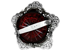 Red Glass Inkwell with Sterling Silver Detail 
