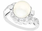 Cultured Pearl and 0.50ct Diamond, Platinum Dress Ring - Vintage Circa 1980