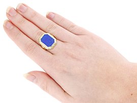 lapis lazuli signet ring wearing 