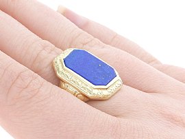 Wearing Image for Antique Lapis Lazuli Ring in the UK
