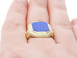 Lapis Lazuli Ring on the Hand