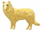 Sapphire and 20ct Yellow Gold Dog Brooch - Antique Circa 1920