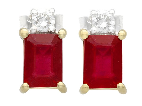 Emerald Cut Ruby Earrings UK