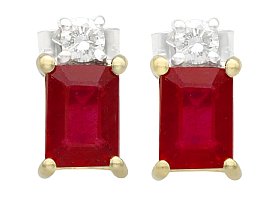 2.45ct Ruby and 0.18ct Diamond, 18ct White Gold Earrings - Contemporary Circa 2000