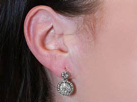 Wearing Image for Diamond Drop Earrings for Women in the UK