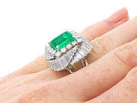 Large Emerald Ring on the Hand