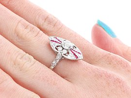 Ruby and Diamond Ring on the Hand