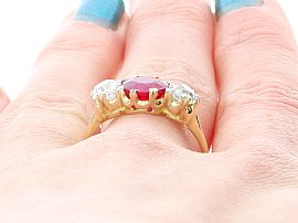 Ruby and Diamond Ring Being Worn