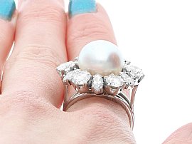 Pearl Dress Ring Being Worn