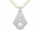 Cultured Pearl and 1.48ct Diamond, 18ct White Gold Necklace - Vintage Circa 1990