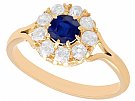 0.51 ct Sapphire and 0.31 ct Diamond, 15 ct Rose Gold Cluster Ring - Antique Circa 1900