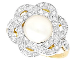 Edwardian Pearl Ring with Diamonds