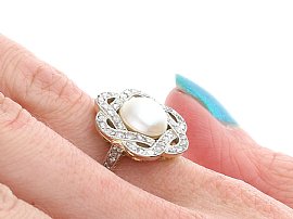 Edwardian Pearl Ring on the Hand