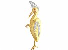 0.56 ct Diamond, Ruby and Pearl, 18ct Yellow Gold Bird Brooch - Vintage Circa 1940