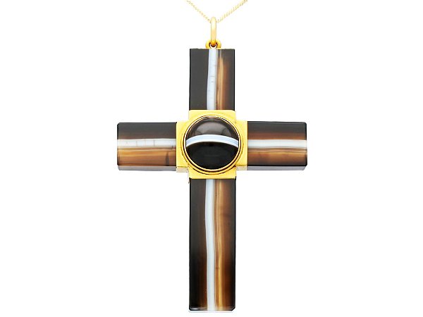 Agate and Gold Cross Pendant UK