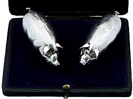 Silver Pig Pepper Shakers
