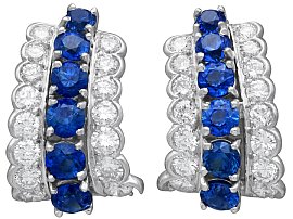 1.65ct Sapphire and 1.28ct Diamond, Platinum Earrings by Tiffany & Co - Antique Circa 1935
