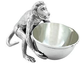 Sterling Silver Monkey Bowl - Antique Victorian; C7090