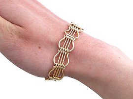 Wearing Image for Gold Heart Padlock Bracelet in the UK