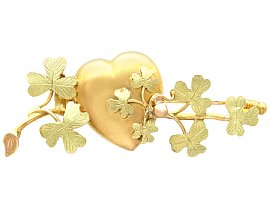 15ct Yellow Gold Heart Brooch/Locket - Antique Victorian Circa 1870