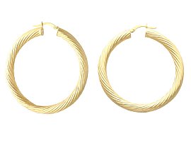 14ct Yellow Gold Hoop Earrings - Vintage Italian Circa 1980