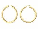 14ct Yellow Gold Hoop Earrings - Vintage Italian Circa 1980