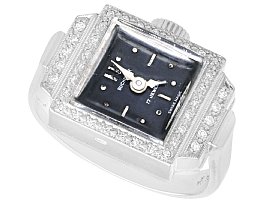 0.29ct Diamond and 18ct White Gold Dress Watch Ring by Bucherer - Vintage Swiss Circa 1970