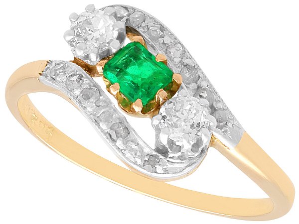 Vintage Emerald and Diamond Ring Yellow Gold UK