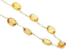 Vintage Citrine Necklace in Yellow Gold