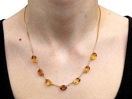 Wearing Image for Gold and Citrine Necklace in the UK