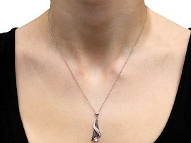 Wearing Image for 1960s Diamond Pendant in White Gold
